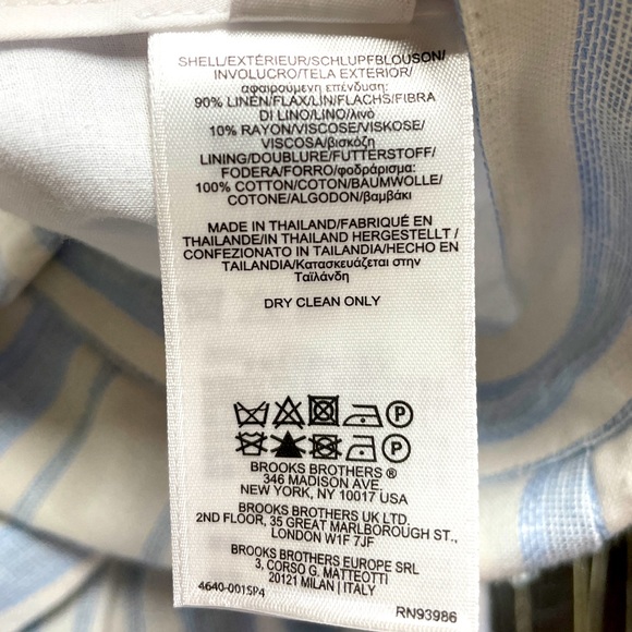 Brooks Brothers Linen Blue White Stripe Button Skirt Sz 10 - Picture 4 of 4